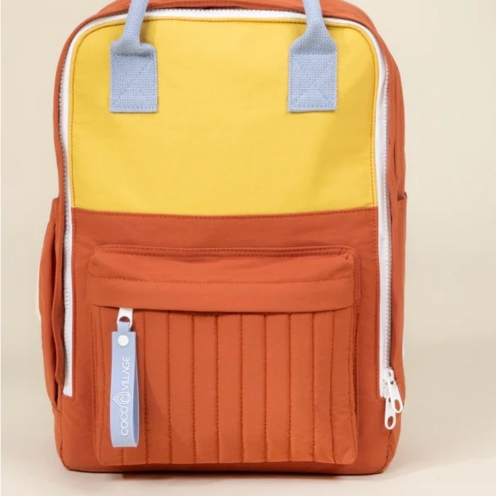 Coco Village Orange and Yellow Kids Backpack , unisex